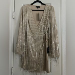 BRAND NEW LuLu’s sequin fringe wrap dress